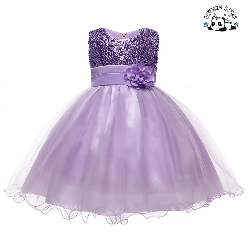 LEZONKIDS - Customizable High Quality Kids Sequins Princess Sleeveless Flower Ball Gown Tulle Dress for 2-14T Kids